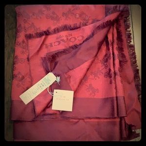 Coach Burgundy Scarf with Stagecoach Logo